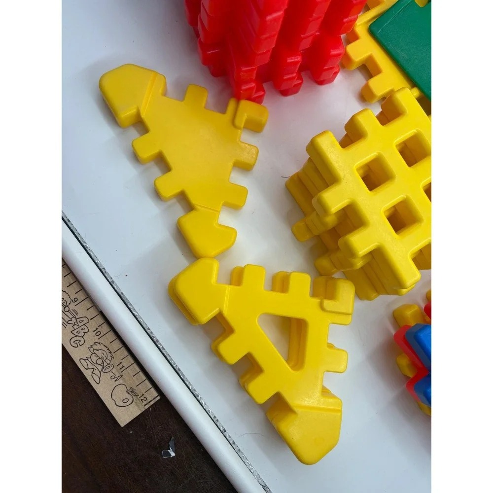 Vtg 1980s/1990s Little Tikes Wee Waffle Blocks Bridge & Roadways Lg Lot of 53